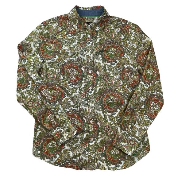Talbots Paisley Button Up Multicolor Retro 70’s Casual-2p - Picture 2 of 12